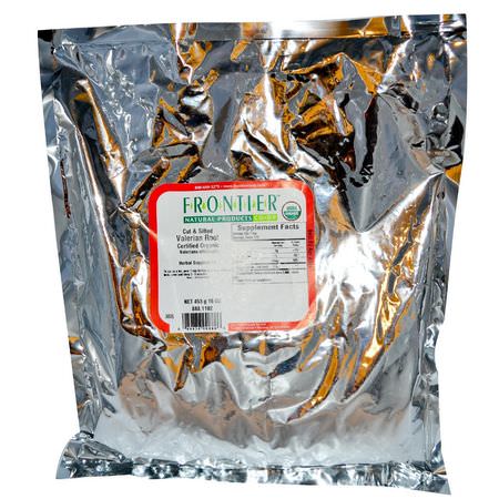 Valerian, Homeopati, Örter, Örtte: Frontier Natural Products, Organic Cut & Sifted Valerian Root, 16 oz (453 g)