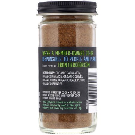 Kryddor, Örter: Frontier Natural Products, Organic Garam Masala Seasoning with Cardamon, Cinnamon & Cloves, 2.00 oz (56 g)