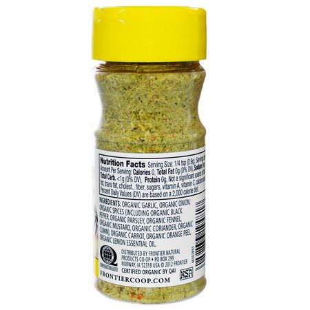 Vitlökkryddor, Krydda, Örter: Frontier Natural Products, Organic Garlic & Herb Seasoning Blend, 2.7 oz (76 g)