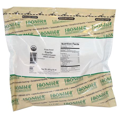 Vitlökkryddor, Örter: Frontier Natural Products, Organic Granulated Garlic, 16 oz (453 g)