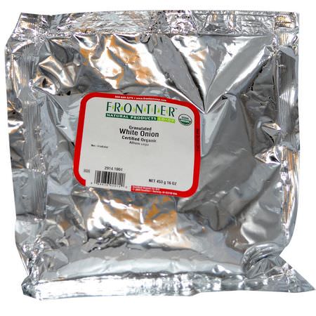 Lök, Kryddor, Örter: Frontier Natural Products, Organic Granulated White Onion, 16 oz (453 g)