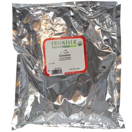 Kanelkryddor, Örter: Frontier Natural Products, Organic Ground Ceylon Cinnamon, 16 oz (453 g)