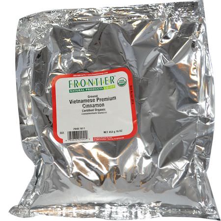 Kanelkryddor, Örter: Frontier Natural Products, Organic Ground Vietnamese Premium Cinnamon, 16 oz (453 g)