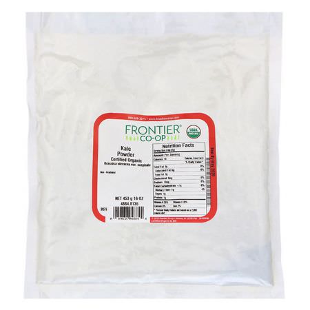 Kryddor, Örter, Grönkål, Superfoods: Frontier Natural Products, Organic Kale Powder, 16 oz (453 g)