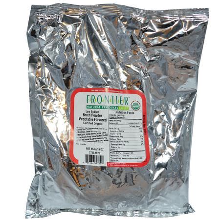 Bouillon, Buljonger, Buljong, Soppa: Frontier Natural Products, Organic Low Sodium Broth Powder, Vegetable Flavored, 16 oz (453 g)