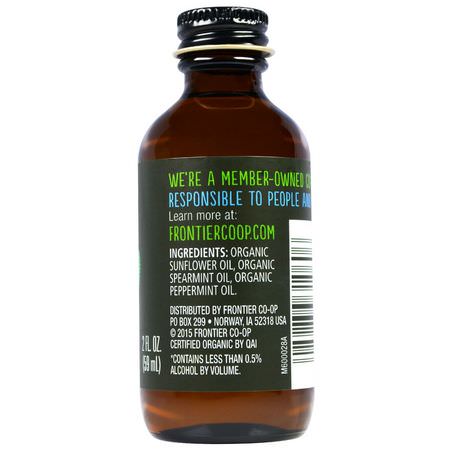 Extrakt, Smaker, Blandningar, Mjöl: Frontier Natural Products, Organic Mint Flavor, Non-Alcoholic, 2 fl oz (59 ml)