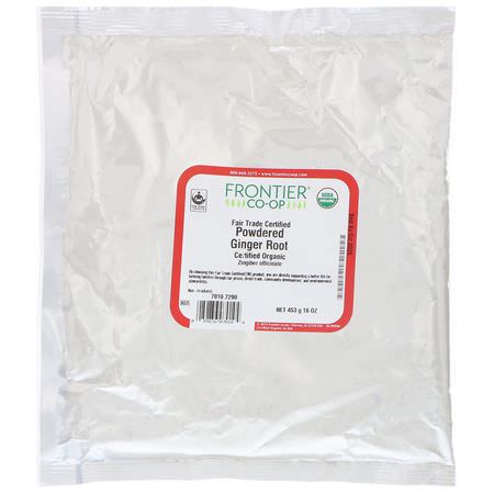 Ingefära Kryddor, Örter: Frontier Natural Products, Organic Powdered Ginger Root, 16 oz (453 g)