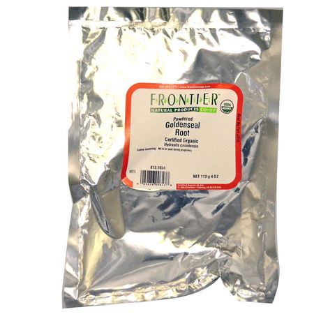 Goldenseal, Homeopati, Örter, Örtte: Frontier Natural Products, Organic Powdered Goldenseal Root, 4 oz (113 g)