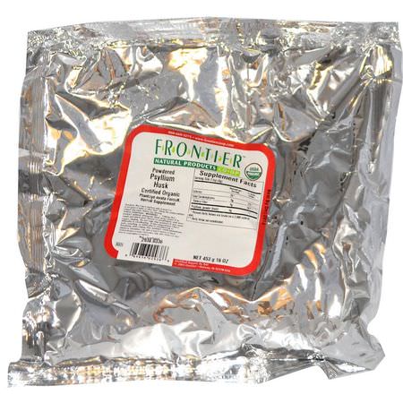 Psyllium Husk, Fiber, Digestion, Supplements: Frontier Natural Products, Organic Powdered Psyllium Husk, 16 oz (453 g)