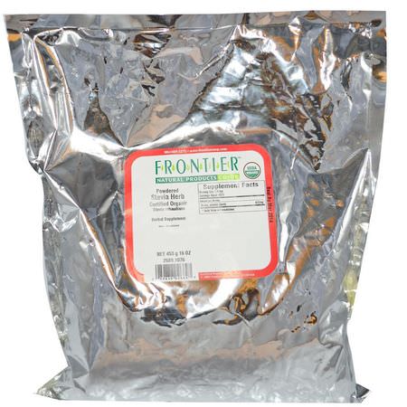 Stevia, Sötningsmedel, Honung: Frontier Natural Products, Organic Powdered Stevia Herb, 16 oz (453 g)