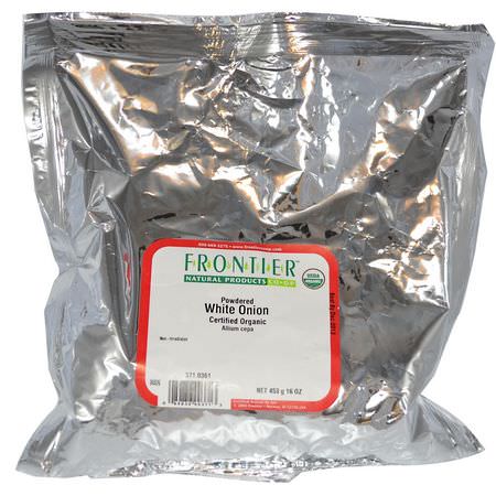 Lök, Kryddor, Örter: Frontier Natural Products, Organic Powdered White Onion, 16 oz (453 g)