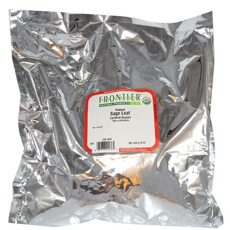 Kryddor, Salvia, Homeopati, Örter: Frontier Natural Products, Organic Rubbed Sage Leaf, 16 oz (453 g)