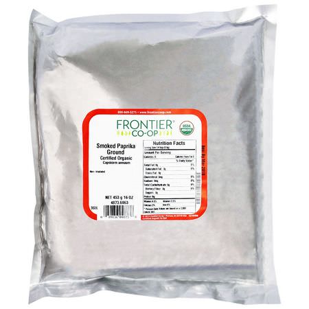 Paprika, Kryddor, Örter: Frontier Natural Products, Organic, Smoked Paprika Ground, 16 oz (453 g)