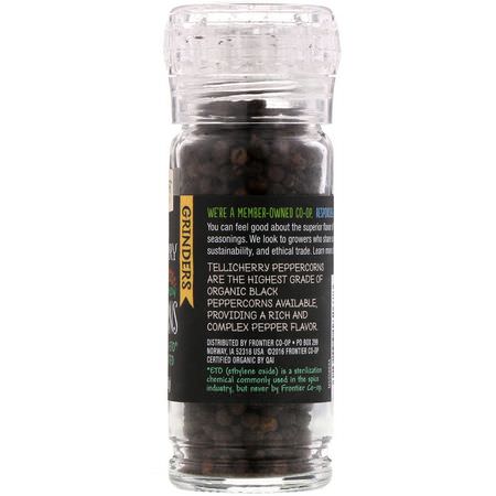 Peppar, Kryddor, Örter: Frontier Natural Products, Organic Tellicherry Black Peppercorns, 1.76 oz (50 g)
