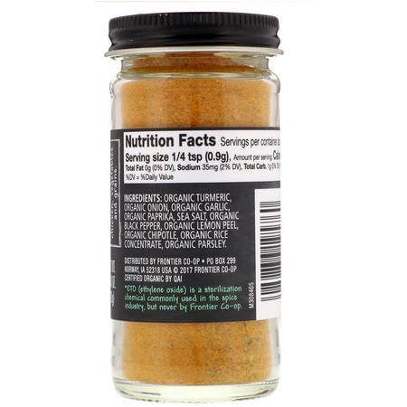 Gurkmeja Kryddor, Krydda, Örter: Frontier Natural Products, Organic Turmeric Twist, Savory Blend, 2.50 oz (70 g)