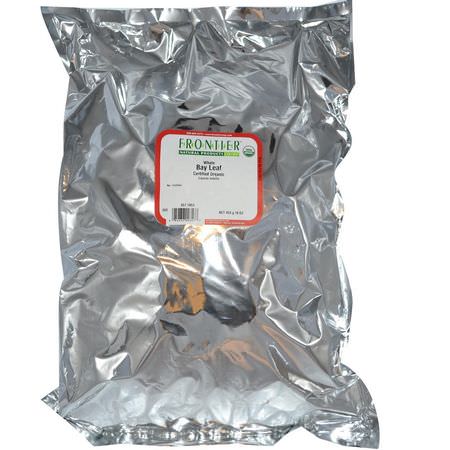 Bay Leaf, Kryddor, Örter: Frontier Natural Products, Organic Whole Bay Leaf, 16 oz (453 g)