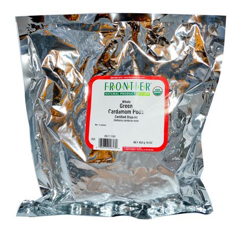 Kardemumma, Kryddor, Örter: Frontier Natural Products, Organic Whole Cardamom Pods, 16 oz (453 g)