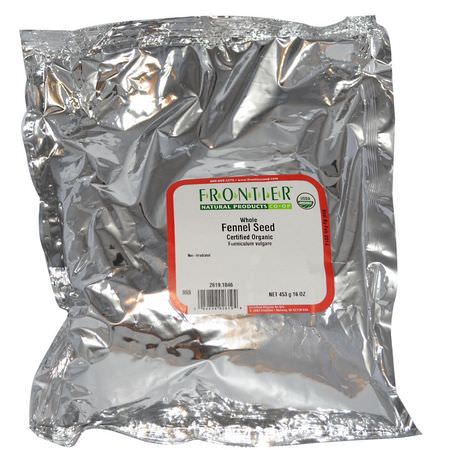Fänkål Kryddor, Örter: Frontier Natural Products, Organic Whole Fennel Seed, 16 oz (453 g)