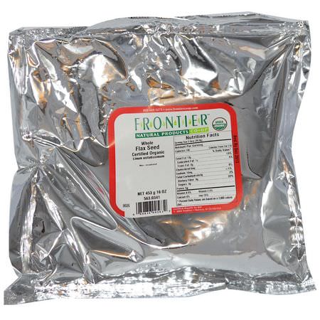 Linfrötillskott, Omegas Epa Dha, Fiskolja, Kosttillskott: Frontier Natural Products, Organic Whole Flax Seed, 16 oz (453 g)