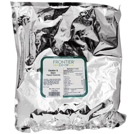 Kryddor, Örter: Frontier Natural Products, Popcorn Seasoning, Cheddar & Spice, 16 oz (453 g)