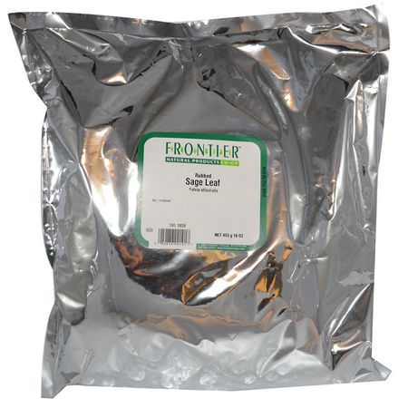 Kryddor, Salvia, Homeopati, Örter: Frontier Natural Products, Rubbed Sage Leaf, 16 oz (453 g)