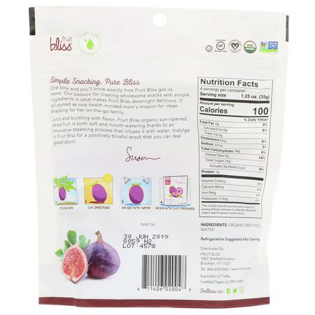 Fikon, Grönsaker, Grönsaksnacks, Frukt: Fruit Bliss, Soft & Juicy Figs, Organic & Dried, 5 oz (142 g)