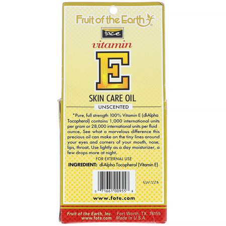 Vitamin E-Oljor, Massageoljor, Kropp, Bad: Fruit of the Earth, Ultra Pure Vitamin E Oil, Unscented, 28,000 IU, 1/2 fl oz (15 ml)