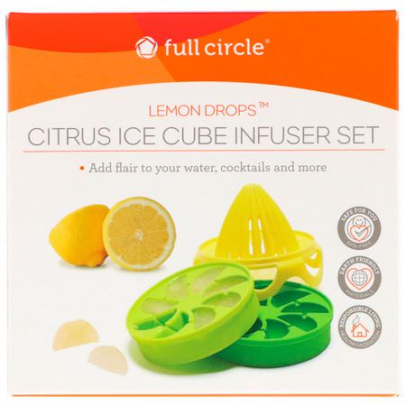 Hem, Hushållsmaterial: Full Circle, Lemon Drops, Citrus Ice Cube Infuser Set, 1 Set