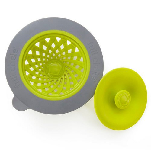 Full Circle, Sinksational, Sink Strainer with Pop-Out Stopper, Green & Slate, 1 Strainer & 1 Stopper Review