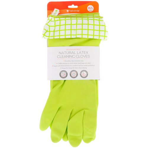Full Circle, Splash Patrol, Natural Latex Cleaning Gloves, M/L, Green, 1 Pair Review