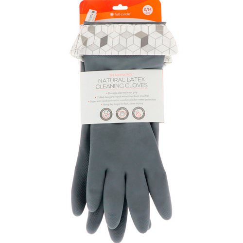 Full Circle, Splash Patrol, Natural Latex Cleaning Gloves, Size S/M, Grey, 1 Pair Review