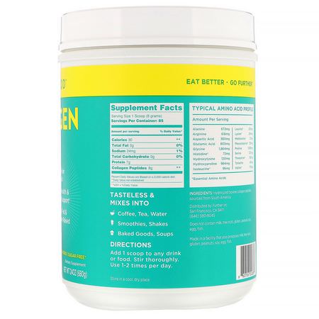 Kollagentillskott, Fog, Ben, Tillskott: Further Food, Collagen Peptides, Pure Protein Powder, Unflavored, 24 oz (680 g)