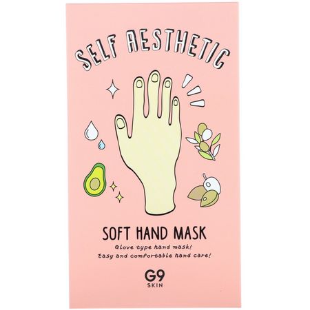 Handvård, K-Beauty, Bad: G9skin, Self Aesthetic, Soft Hand Mask, 5 Masks, 0.33 fl oz (10 ml)