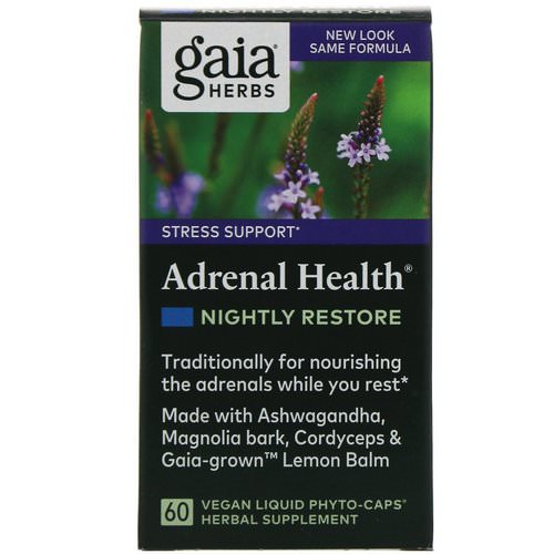 Gaia Herbs, Adrenal Health, Nightly Restore, 60 Vegan Liquid Phyto-Caps Review