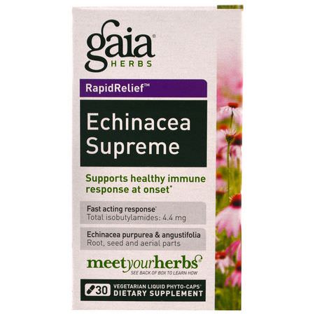 Influensa, Hosta, Förkylning, Kosttillskott: Gaia Herbs, Echinacea Supreme, 30 Vegetarian Liquid Phyto-Caps