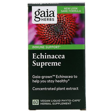 Influensa, Hosta, Förkylning, Kosttillskott: Gaia Herbs, Echinacea Supreme, 60 Vegan Liquid Phyto-Caps