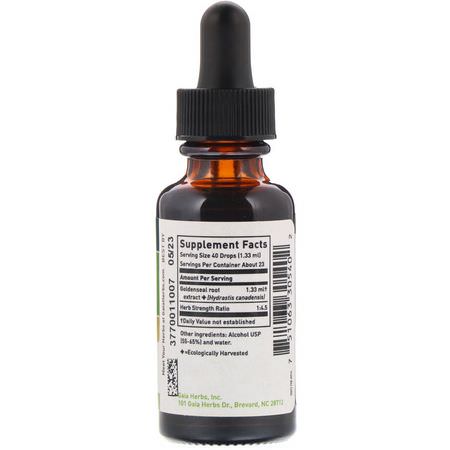 Goldenseal, Homeopati, Örter: Gaia Herbs, Goldenseal Root, 1 fl oz (30 ml)