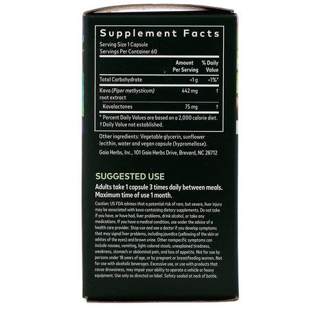 Kava Kava, Homeopati, Örter: Gaia Herbs, Kava Root, 60 Vegan Liquid Phyto-Caps