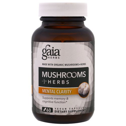 Gaia Herbs, Mushroom + Herbs, Mental Clarity, 60 Vegan Capsules Review