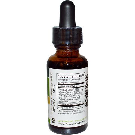 Influensa, Hosta, Förkylning, Kosttillskott: Gaia Herbs, Echinacea Supreme, Organic, 1 fl oz (30 ml)