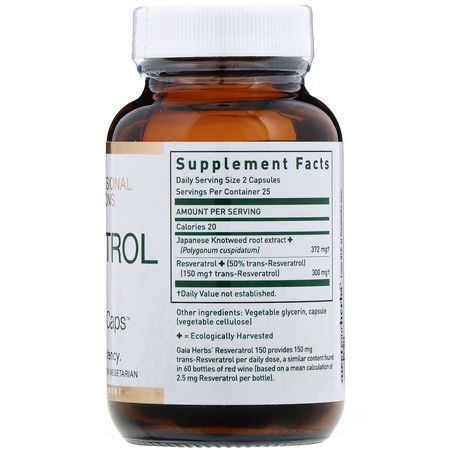 Resveratrol, Antioxidanter, Kosttillskott: Gaia Herbs Professional Solutions, Resveratrol 150, 50 Liquid-Filled Capsules