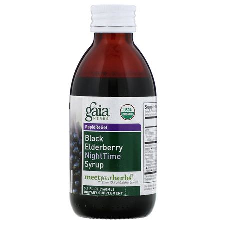 Gaia Herbs Elderberry Sambucus Cold Cough Flu - Influensa, Hosta, Förkylning, Kosttillskott
