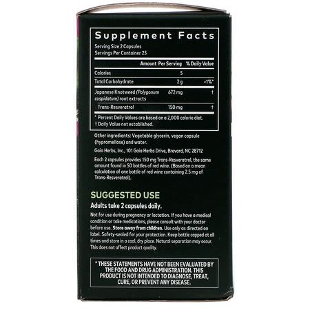 Resveratrol, Antioxidanter, Kosttillskott: Gaia Herbs, Resveratrol 150, 50 Vegan Liquid Phyto-Caps