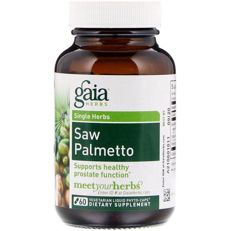 Gaia Herbs Saw Palmetto Prostate - Prostata, Mäns Hälsa, Kosttillskott, Sågpalmetto