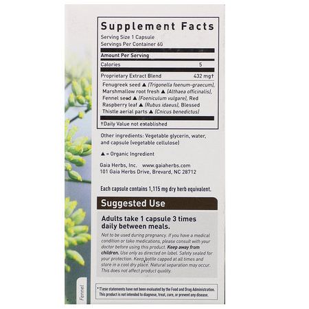 Örter, Homeopati, Örter, Laktationsstöd: Gaia Herbs, SystemSupport, Lactation Support, 60 Vegetarian Liquid Phyto-Caps
