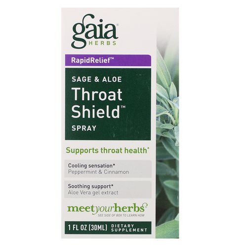 Gaia Herbs, Throat Shield Spray, Sage & Aloe, 30 ml Review