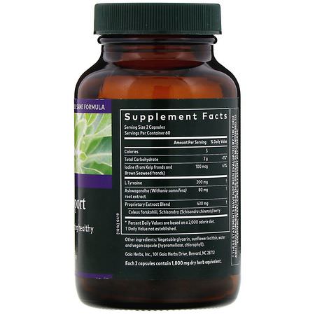 Sköldkörtel, Kosttillskott: Gaia Herbs, Thyroid Support, 120 Vegan Liquid Phyto-Caps