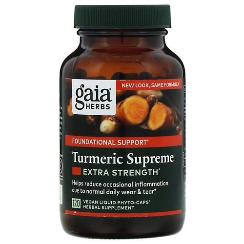 Gaia Herbs, Turmeric Supreme, Extra Strength, 120 Vegan Liquid Phyto-Caps Review