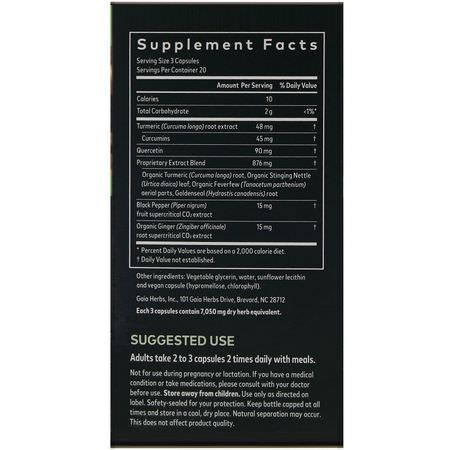 Curcumin, Gurkmeja, Antioxidanter, Kosttillskott: Gaia Herbs, Turmeric Supreme, Sinus Support, 60 Vegan Liquid Phyto-Caps