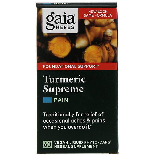 Gaia Herbs, Turmeric Supreme, Pain, 60 Vegan Liquid Phyto-Caps Review